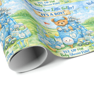 Papel De Presente Convite para Chá de Bebê Menino Golfinho