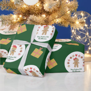 Papel De Presente Cookie de Gingerpão Verde Nome personalizado Diver