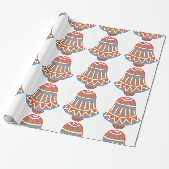 Papel De Presente Cookie de Natal Vermelho, Branco e Azul (Desenrolado)