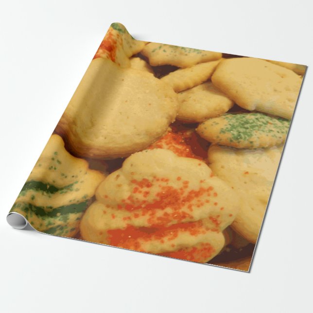 Papel De Presente Cookies de Natal com Prensas de Açúcar (Desenrolado)