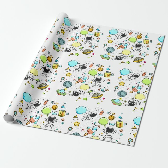 Papel De Presente Cool beautiful space astronaut  (Desenrolado)