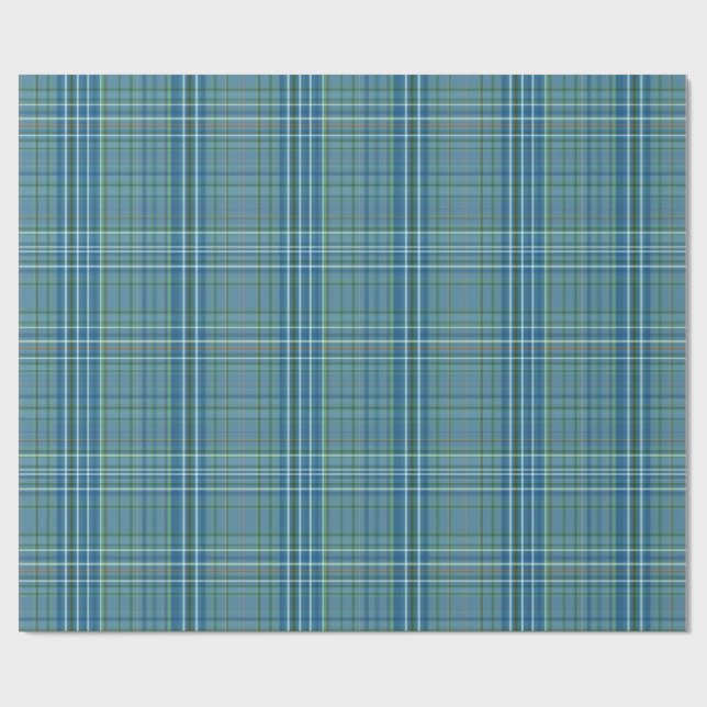 Papel De Presente Cool Blue Woven Plaid Pattern (Aberto)