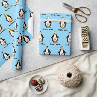 Papel De Presente Coolest Mom Penguin Family Design
