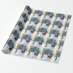 Papel De Presente Coonhound Black and Tan em Trilha Florestal em Aqu