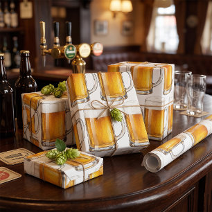 Papel De Presente Copo de Cerveja Fria Espumante Bebedor