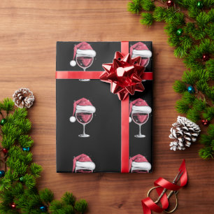 Papel De Presente Copo de Vinho Tinto Natal Natal Divertido Xmas 