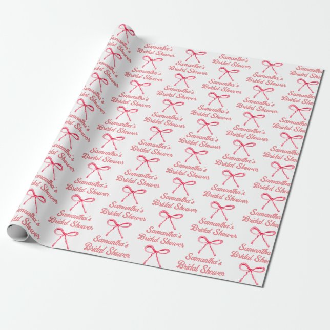 Papel De Presente Coquete Personalizado Rosa Blush Laço Feminino Chá (Desenrolado)