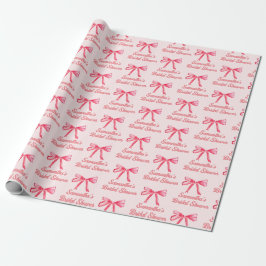 Papel De Presente Coquete Personalizado Rosa Blush Laço Feminino Chá