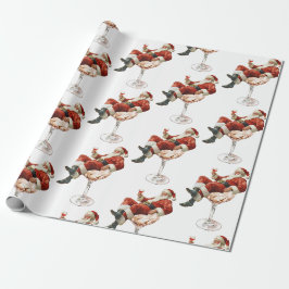 Papel De Presente Coquetel de Natal do Papai Noel Retrô