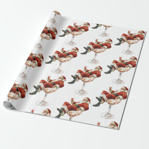 Papel De Presente Coquetel de Natal do Papai Noel Retrô