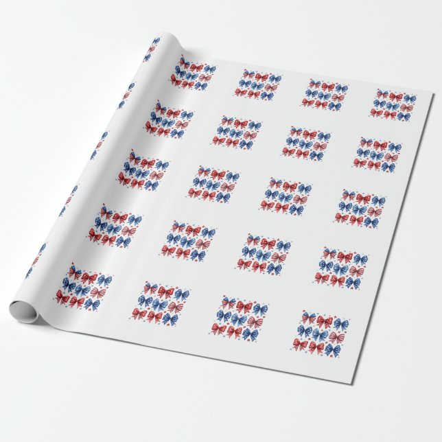 Papel De Presente Coquette American Flag Coquette Arco 4 De Julho (Desenrolado)