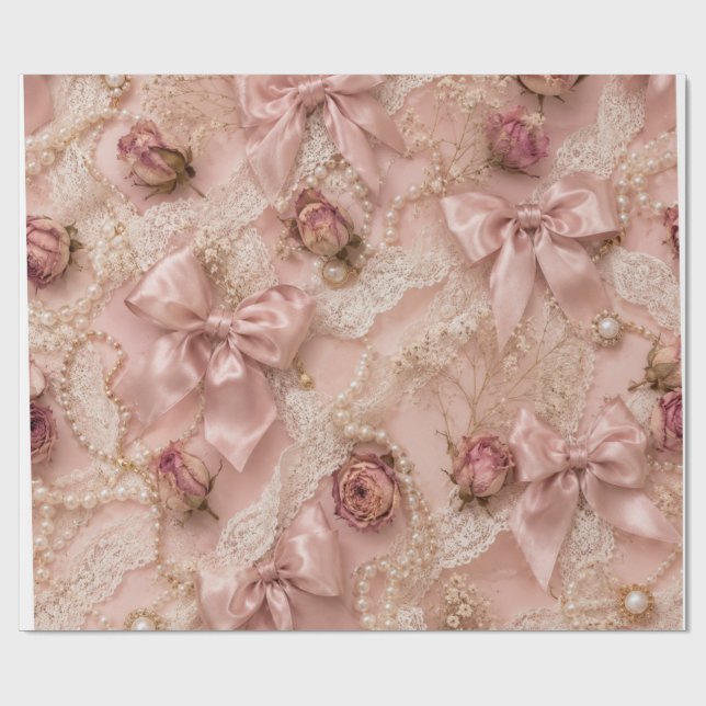 Papel De Presente Coquette Bows Wrapping Paper (Aberto)