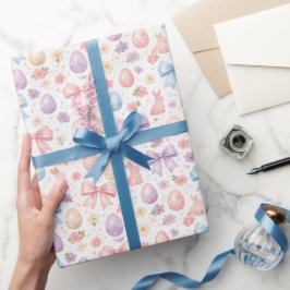 Papel de presente Coquette Bunny Rosa Easter 
