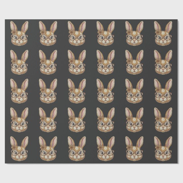 Papel De Presente Coquette Retro Leopard Happy Easter Bunny Trendy (Aberto)