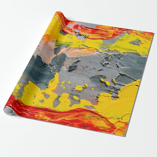 Papel De Presente Cor amarela, vermelha e verde (Desenrolado)