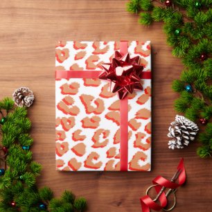 Papel De Presente Cor âmbar e Impressão Leopardo Branco