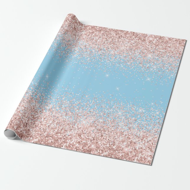 Papel De Presente Cor Azul Cor-de-rosa Brilhante Folha Gênero do Beb (Desenrolado)