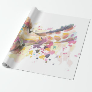 Papel De Presente Cor d'água de Girafa Colorido Presente perfeito