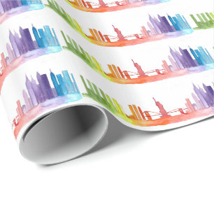 Papel De Presente cor d'água do padrão de linha do horizonte Nova Io