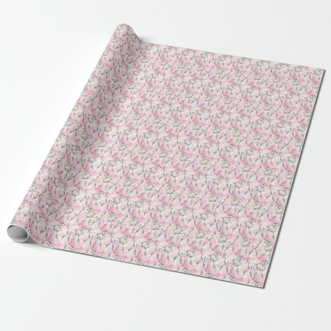 Papel De Presente Cor d'água do Poodle Rosa (Desenrolado)