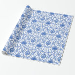 Papel De Presente Cor damasco Azul e Branco da Vintage<br><div class="desc">Uma elegante cor damasco azul e branca faz uma escolha encantadora em embrulhar papel por tantas ocasiões.</div>