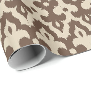 Papel De Presente Cor damasco de Ikat, Taupe e Beige marroquinos