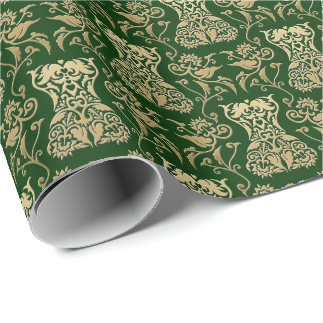 Papel De Presente Cor damasco do Corset Floral (Ponta do rolo)