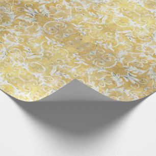 Papel De Presente Cor damasco Dourado elegante