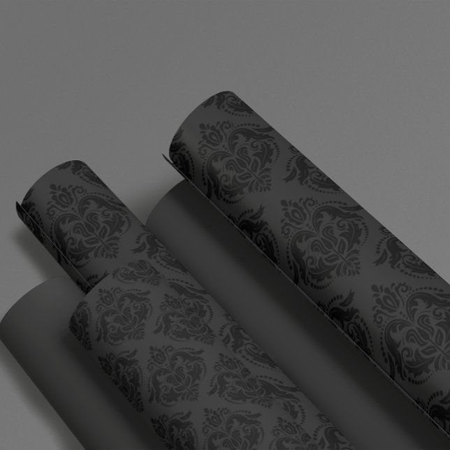 Papel De Presente Cor damasco Floral Monocromática Preta (Criador carregado)