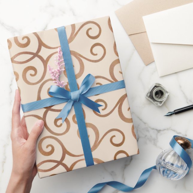 Papel De Presente Cor damasco luxuosa (Presentear)