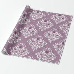 Papel De Presente Cor damasco Mauve and White Vintage<br><div class="desc">Papel de embrulho de padrão de safra,  púrpura e púrpura branca e púrpura escura.</div>