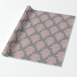 Papel De Presente Cor damasco rosa e Cinza<br><div class="desc">Uma bela amorteca rosa rosa feminina sobre um fundo de cinza.</div>