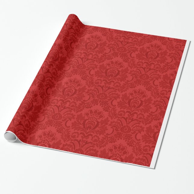 Papel De Presente Cor damasco vermelha (Desenrolado)