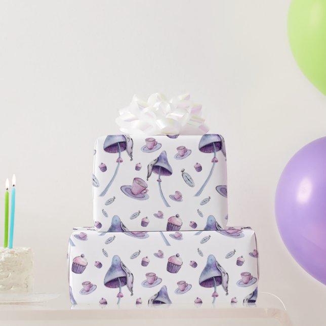 Papel De Presente Cor-de-água azul e rosa-do-chá (Presentes para festas)