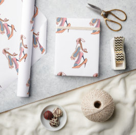 Papel De Presente Cor de Água Cor Rosa Coca-Cola Diva Glam Stilettos