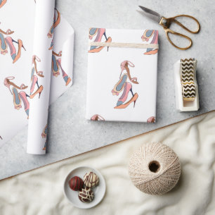 Papel De Presente Cor de Água Cor Rosa Coca-Cola Diva Glam Stilettos