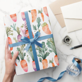 Papel De Presente Cor de Água do Jardim de Cenoura Laranja Bonita Ad