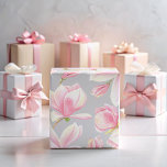 Papel De Presente Cor de Água do Padrão Flor da Magnólia Rosa Elegan<br><div class="desc">Este elegante papel de empacotamento está disponível na cor branca e em uma versão transparente para que você possa escolher e adicionar a cor desejada! Este artigo complementará e enfatizará o estilo elegante unificado de seus presentes de Chá de fraldas ou presentes de Chá de panela e aniversários ou qualquer...</div>