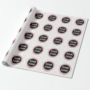 Papel De Presente Cor de Água Moderna, Rosa Floral e Preto