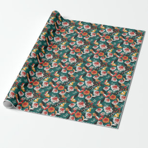 Papel De Presente Cor de laranja-branco floral: ilustração perfeita 