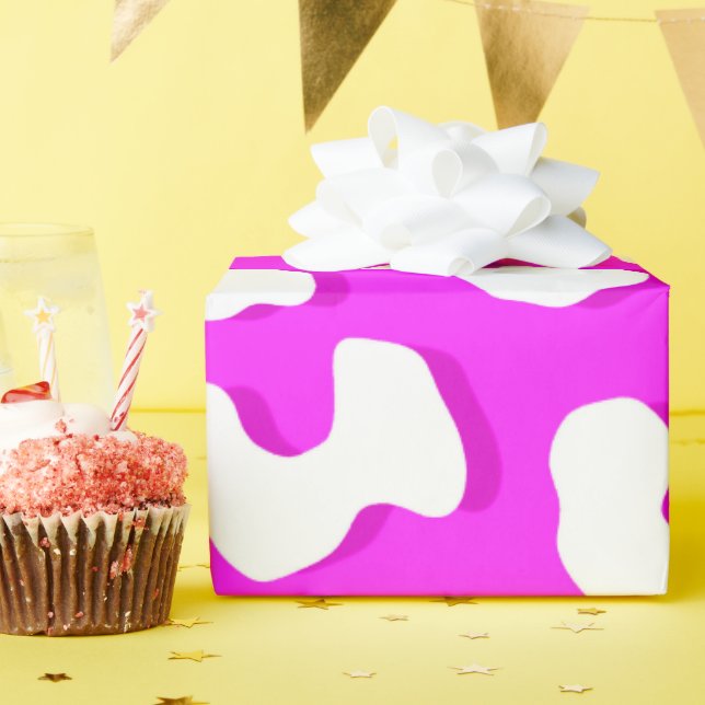 Papel De Presente Cor-de-rosa branco-leopardo (Festa de aniversário)