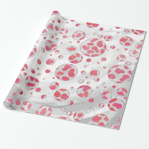 Papel De Presente Cor-de-rosa Dalmatian e branco das bolinhas