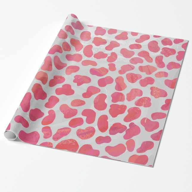 Papel De Presente Cor-de-rosa Dalmático e Impressão branco (Desenrolado)