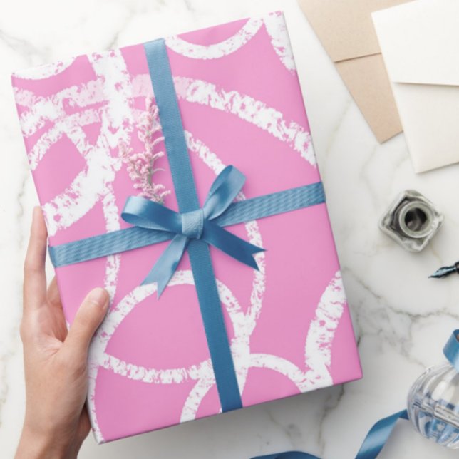 Papel De Presente Cor-de-rosa do círculo oval moderno (Criador carregado)