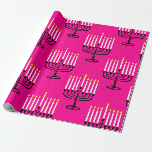 Papel De Presente cor-de-rosa menorah hanukkah purificador impressão