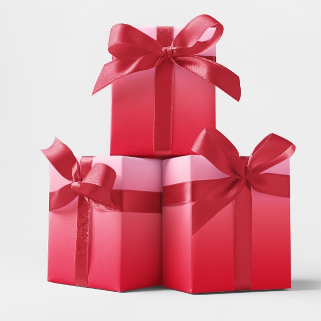 Papel De Presente Cor-de-rosa para vermelho (Pink to Red Ombre Wrapping Paper)