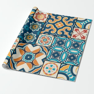 Papel De Presente Cor decorativa portuguesa do ornamentado tradicion