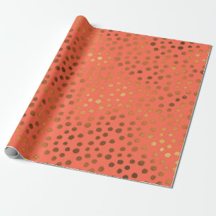 Papel De Presente Cor do Coral Vivo dos Pontos de Cobre Trendy 2019