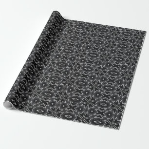 Papel De Presente Cor Escura do Padrão Geométrico do Flor da Cinza P