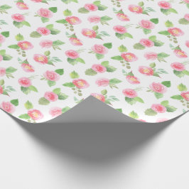 Papel De Presente Cor Floral Rosa Rosa Aquarela Moderna Menina Bonit